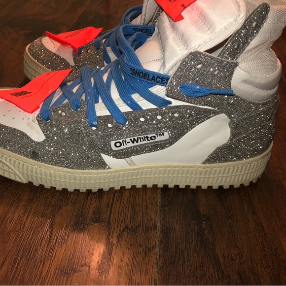OFF-WHITE Off Court 3.0 High Top Sneaker Glitter White/Silver SZ44 - Picture 3 of 15